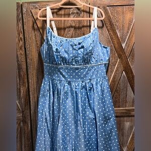Vixen by Micheline Sky Blue Dress with White Polka Dots